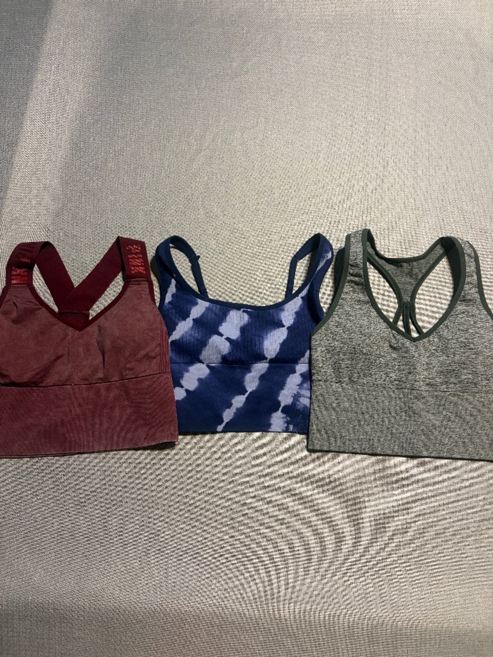 PINK Victoria's Secret Lot of 3 Sports Bras Active Yoga Gym Burgundy Green Blue